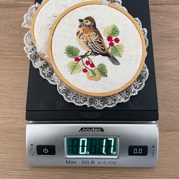 Handmade Birds Embroidery Hoop Art Wall Hanging Lace Needlepoint Sparrow Finch - Picture 13 of 13